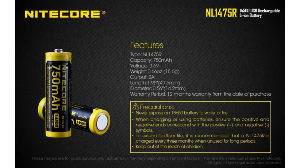 Nitecore NL1475R 750mAh USB Rechargeable 14500 Battery - Image 10