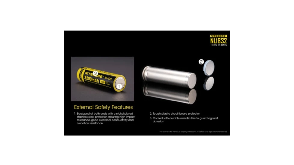 Nitecore NL1832 3200mAh Rechargeable 18650 Battery - Image 4