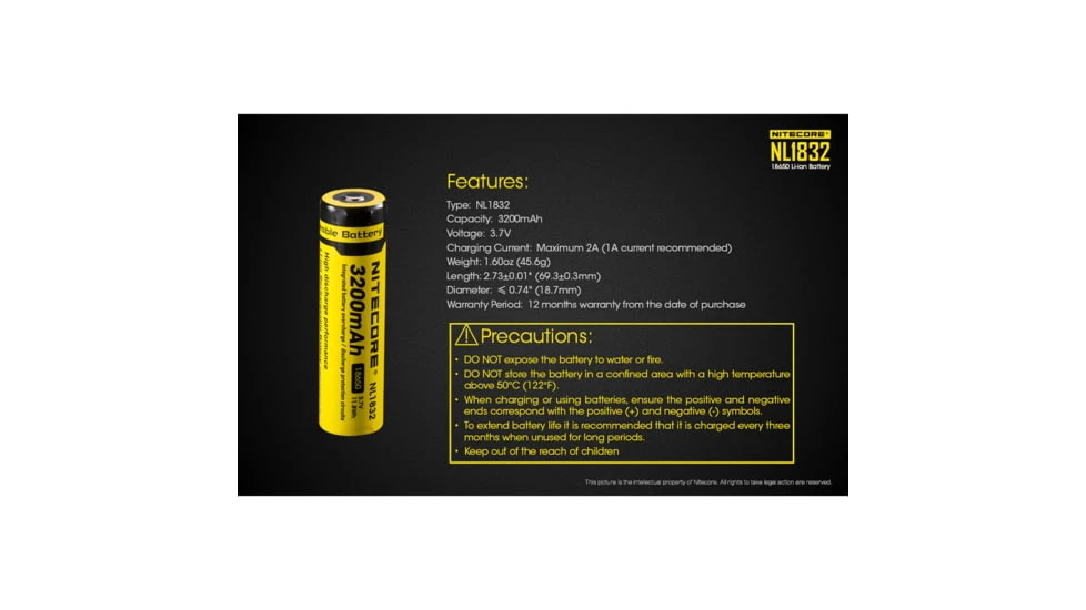 Nitecore NL1832 3200mAh Rechargeable 18650 Battery - Image 6