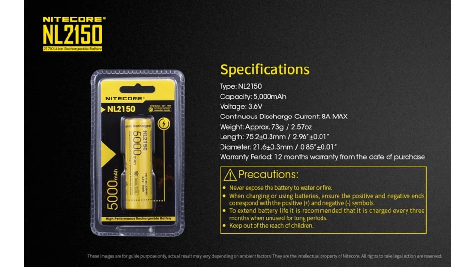 Nitecore NL2150 21700 5000mAh Rechargeable Li-ion Battery - Image 10